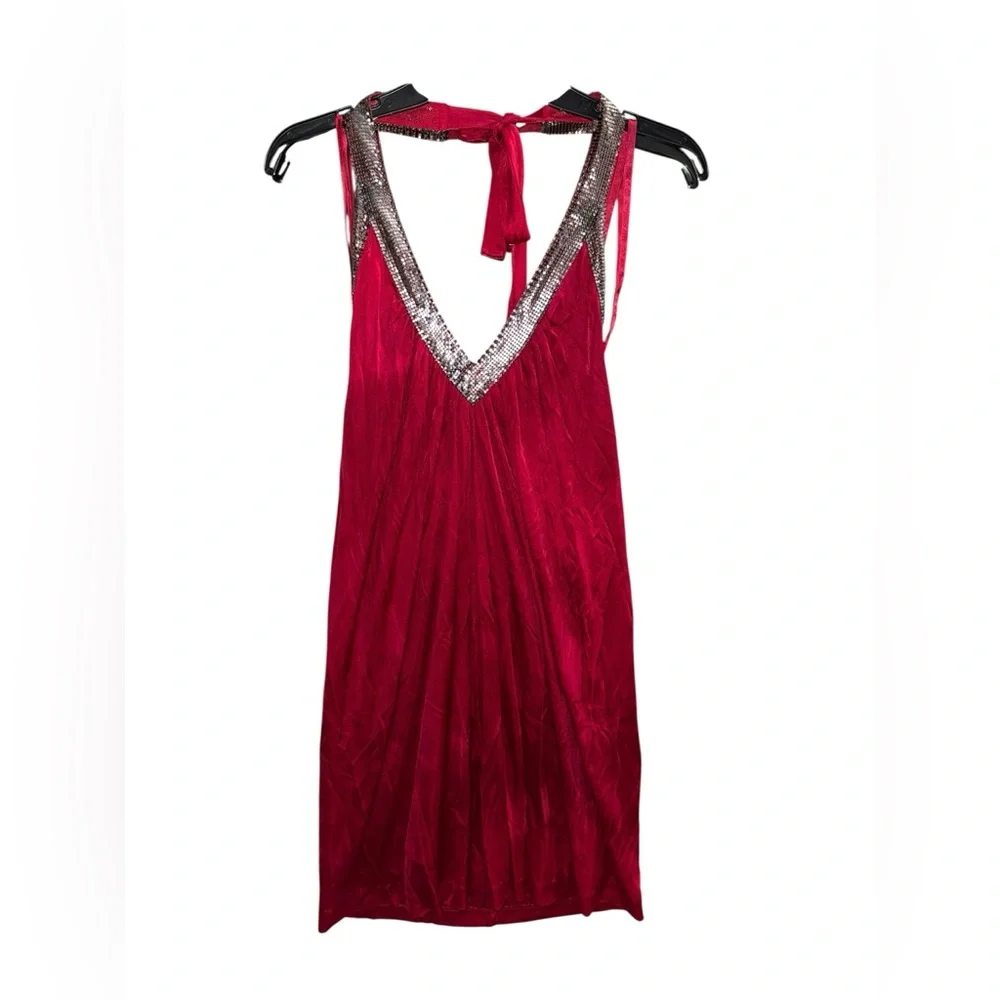 burgundy halter midi dress Burgundy Halter Midi Dress Small main image 1